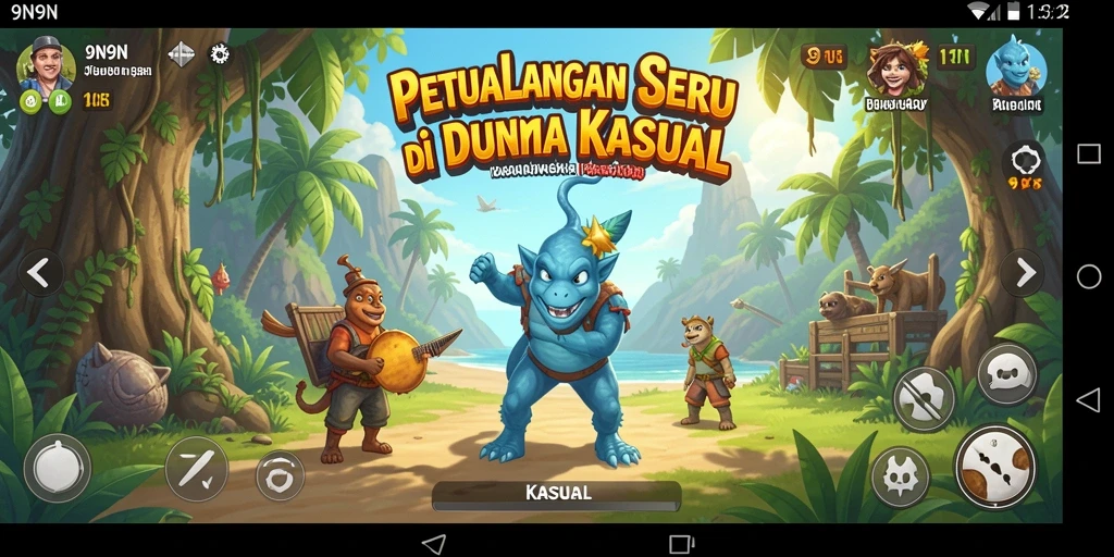 Antarmuka cerah dan menyenangkan dalam game Kasual 9N9N.