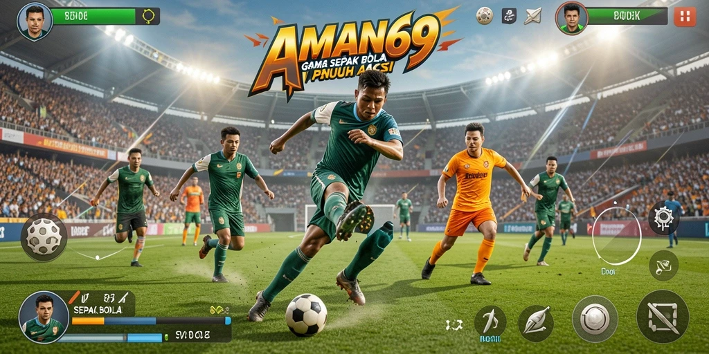 Antarmuka gameplay Sepak Bola yang memukau dan interaktif.