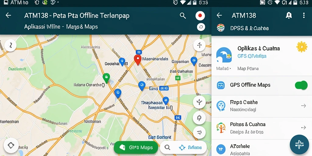 Antarmuka aplikasi GPS Offline Maps yang mudah digunakan.
