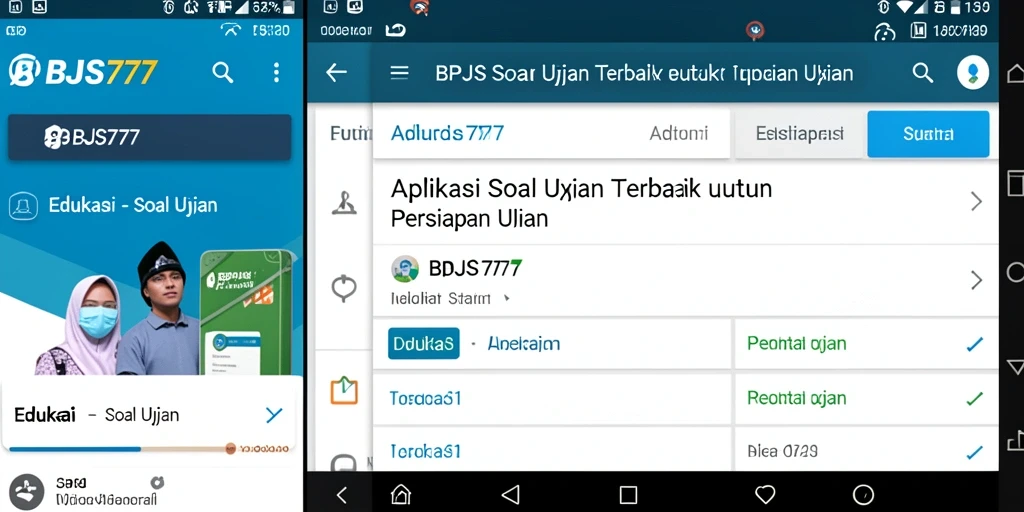 Screenshot antarmuka aplikasi BPJS777 yang menunjukkan soal ujian.