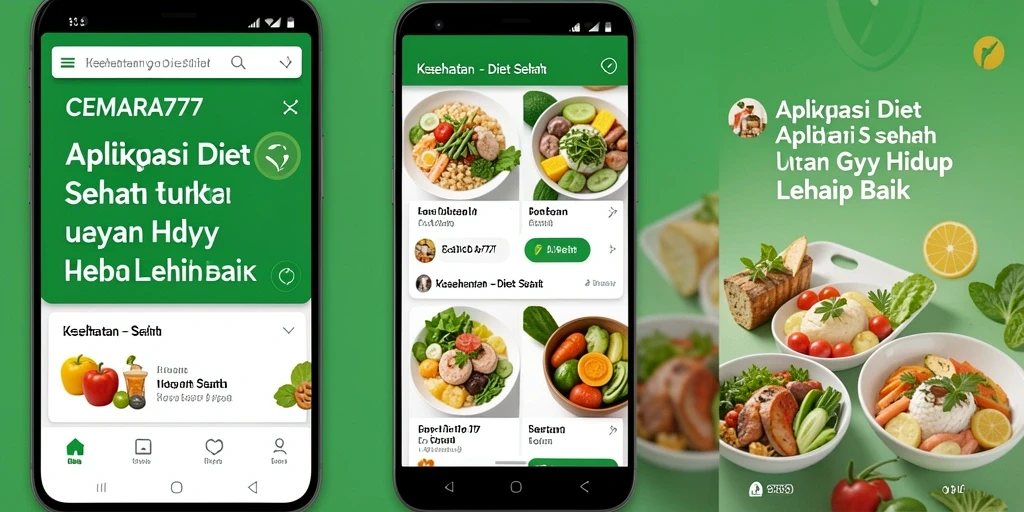 Tampilan antarmuka aplikasi CEMARA777 untuk Diet Sehat.