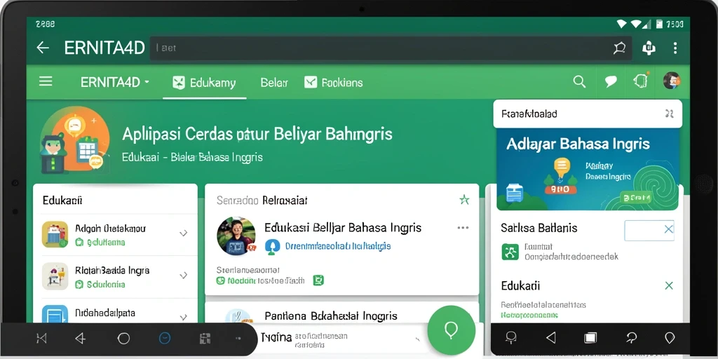 Antarmuka usuario ERNITA4D yang sederhana dan menarik untuk belajar Bahasa Inggris.