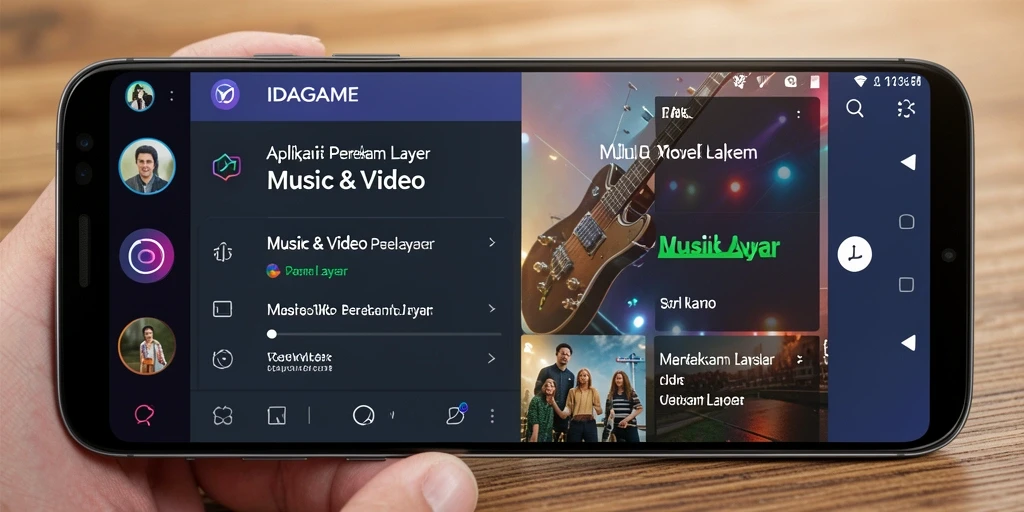 Antarmuka aplikasi IDAGAME saat merekam layar dengan jelas.