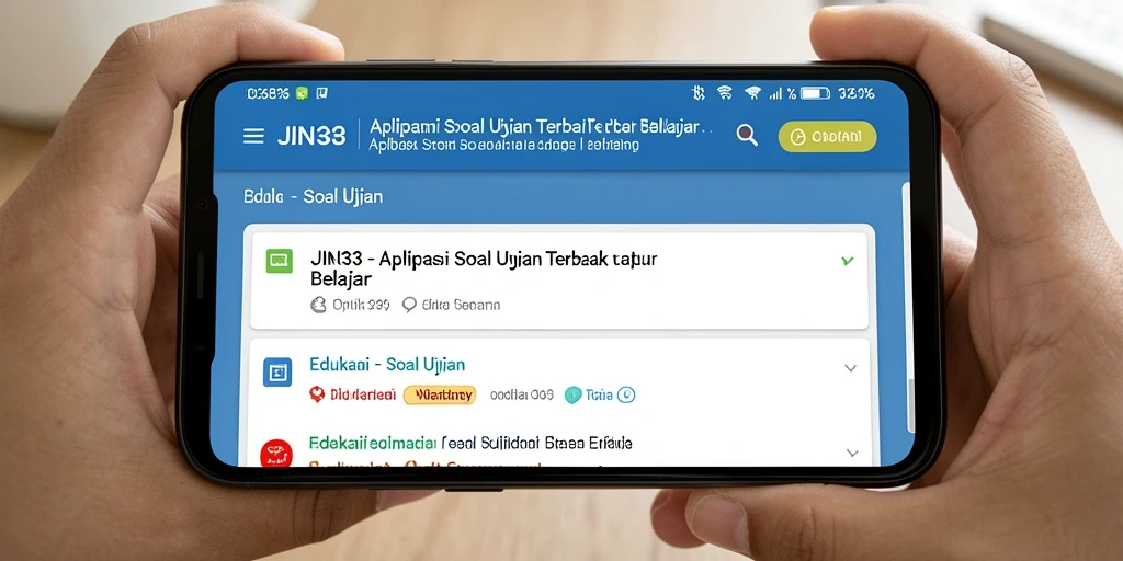 Antarmuka aplikasi JIN33 yang menarik untuk pembelajaran Soal Ujian.