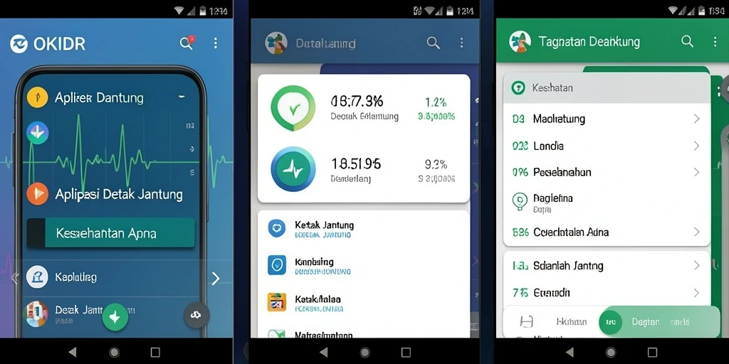 Tampilan antarmuka utama OKIDR yang menampilkan fungsi Detak Jantung.