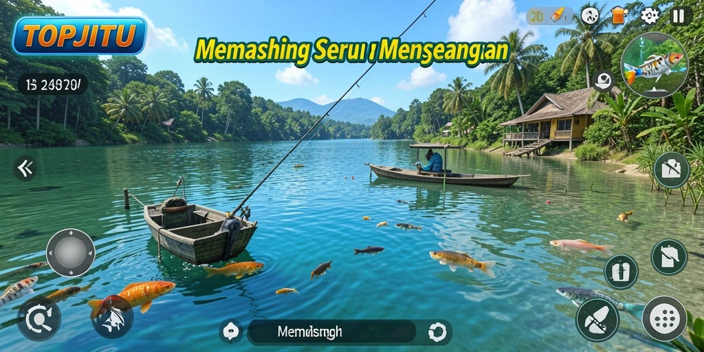 Screenshot utama TOPJITU menunjukkan pengalaman memancing yang menakjubkan.